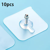 Set of 10 Adhesive Hooks That Require No Drilling, Featuring a Design And Adjustable Screw Cap.