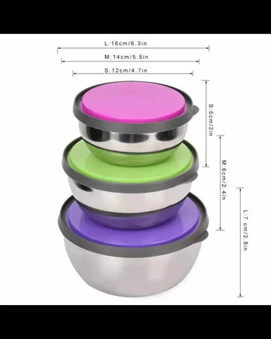 3 Pcs Stainless Steel Bowl Set