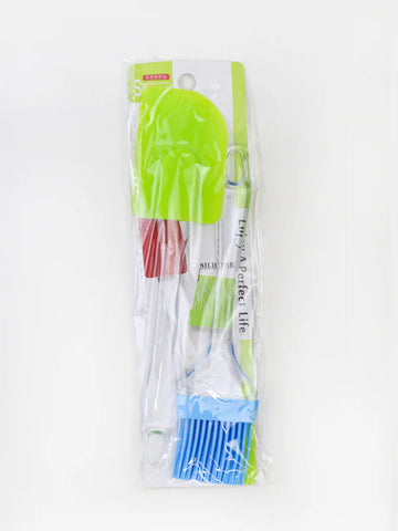 2 Pcs Set of Silicone Brush & Spatula Assorted Colors