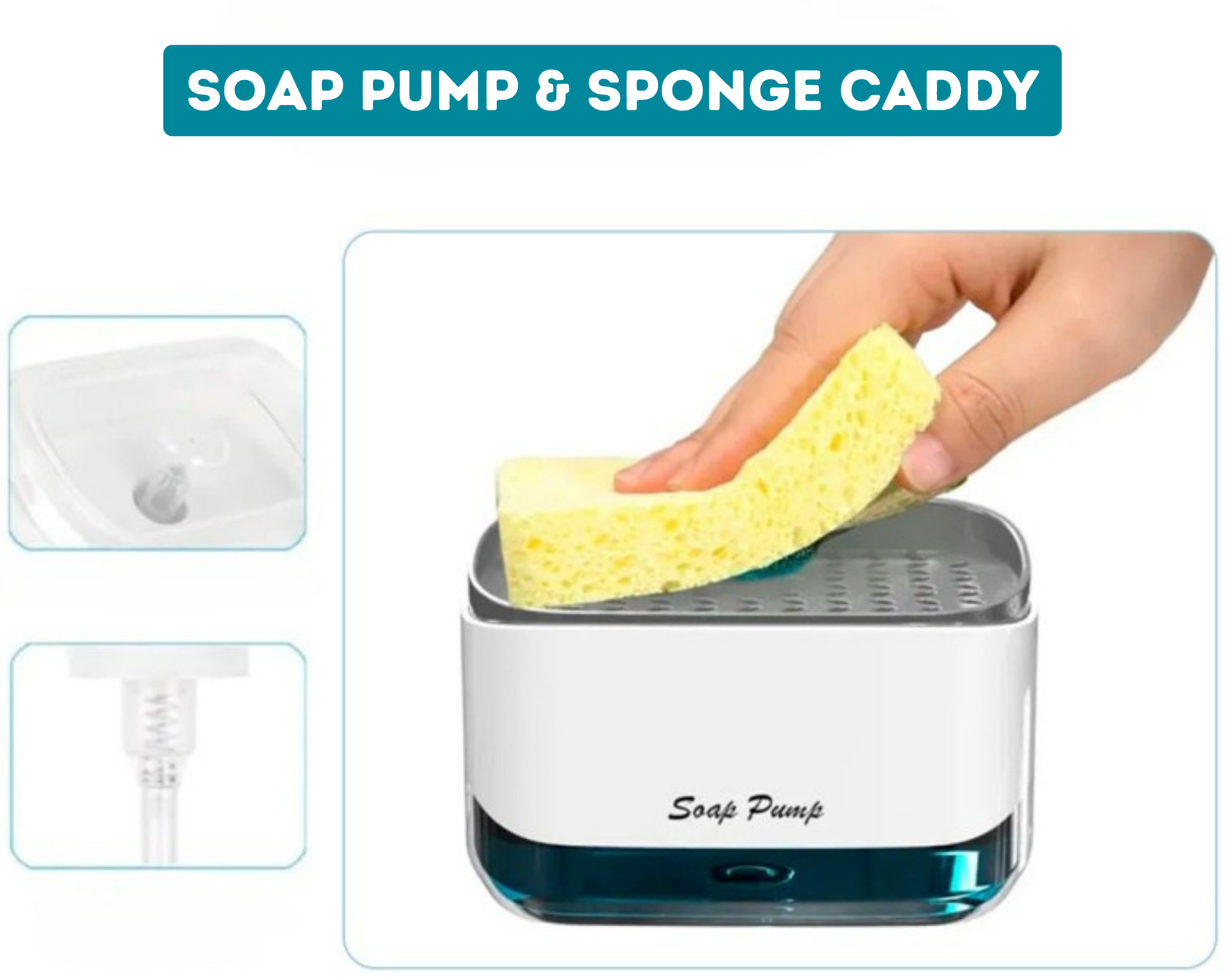 Soap Pump and Sponge Caddy Kitchen Dish Soap Dispenser