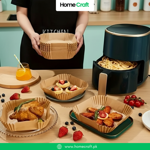 50pcs Pre-Cut Air Fryer Liners Non-Stick Baking Paper for Dual Basket Fryers |