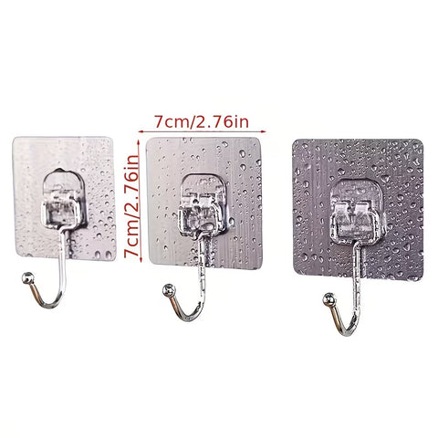 10pcs, Easy Adhesive Hook, for Door Back, Cabinet Inside, Bathroom, Kitchen Storage Adhesive Hook,