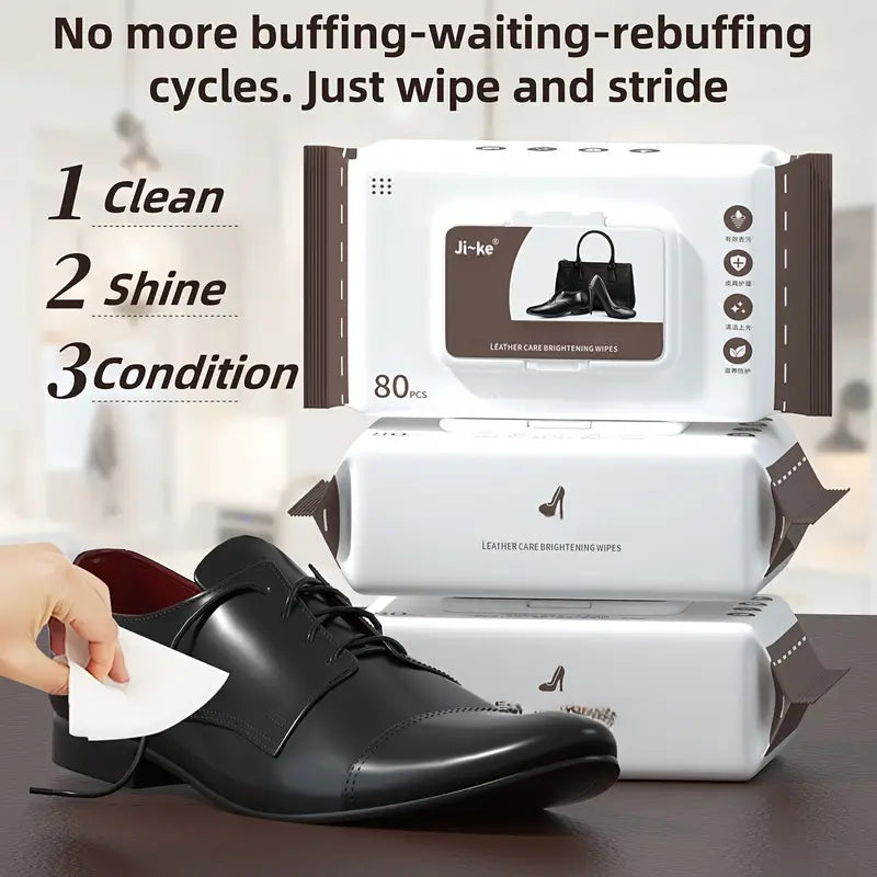 1 Pack of 80pcs Shoe-Shine Wipes Disposable Cleaning
