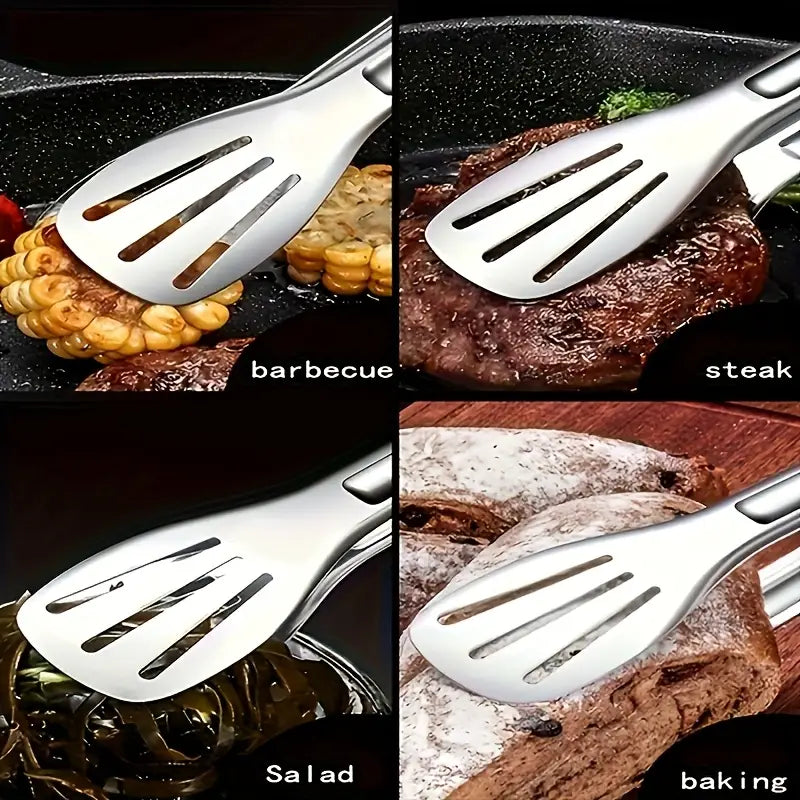 Durable Stainless Steel Tongs Perfect for BBQ, Picnics, etc.
