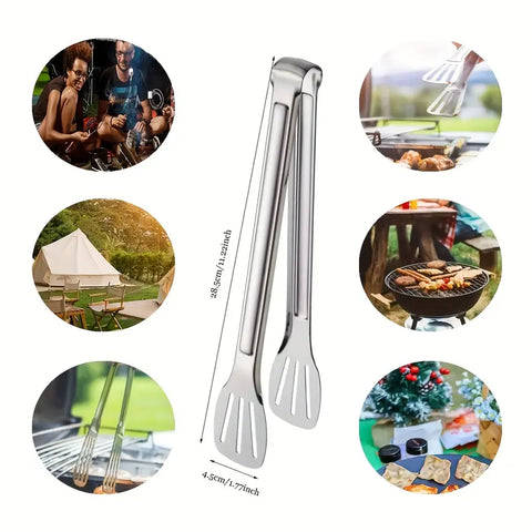 Durable Stainless Steel Tongs Perfect for BBQ, Picnics, etc.