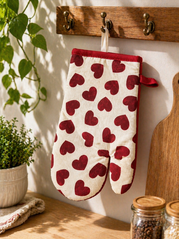 1 Nordic Style Heat-Resistant Oven Mitts - Anti-Burn Microwave Gloves