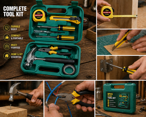 9pcs Hand Tool Kit Box