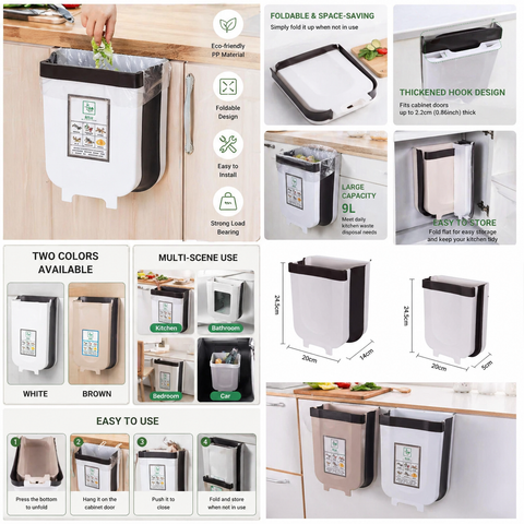 Wall Mounted Folding Waste Bin Kitchen Cabinet Door Hanging