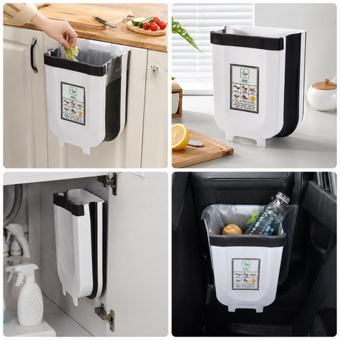Wall Mounted Folding Waste Bin Kitchen Cabinet Door Hanging