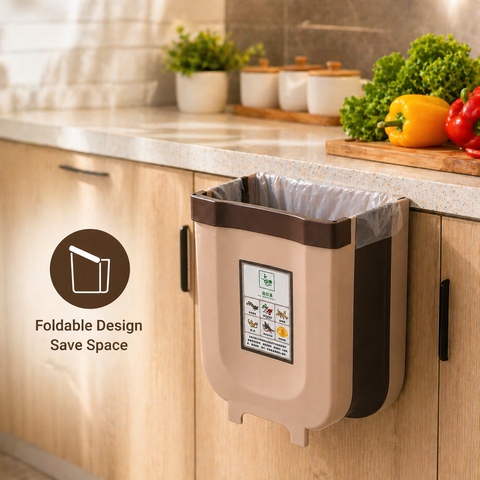 Wall Mounted Folding Waste Bin Kitchen Cabinet Door Hanging