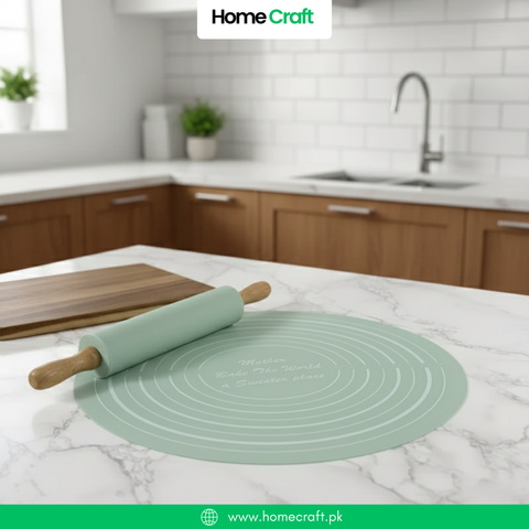 2pcs Premium Rolling Pin & Non-Stick Silicone Pastry Mat Set