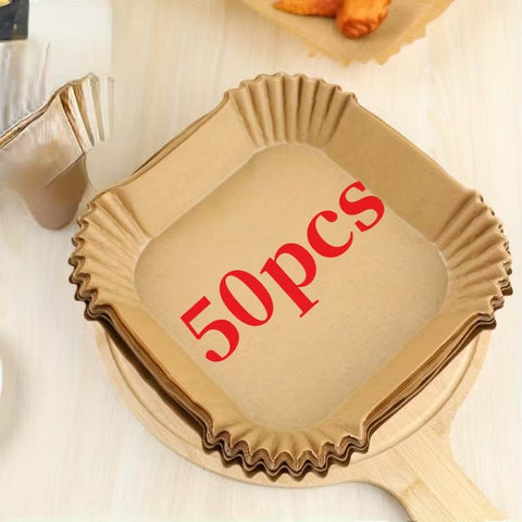 50pcs Pre-Cut Air Fryer Liners Non-Stick Baking Paper for Dual Basket Fryers |