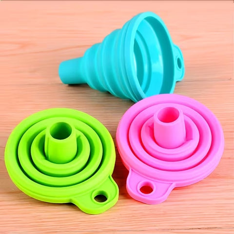 Silicone Collapsible Funnel, Foldable Funnels For Water Liquid Oil -Random Colors