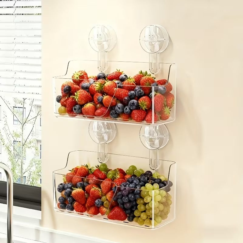 1pc suction cup kitchen storage box  wall-mounted seasoning rack