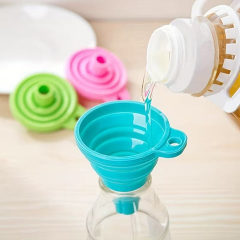 Silicone Collapsible Funnel, Foldable Funnels For Water Liquid Oil -Random Colors