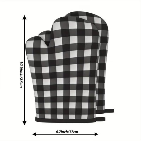 Pair of Nordic Style Heat-Resistant Oven Mitts - Anti-Burn Microwave Gloves
