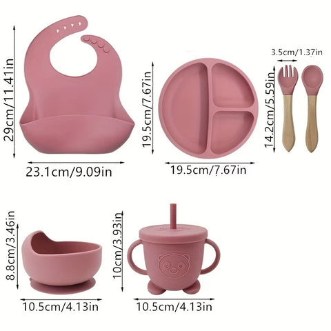 6pcs Silicone Baby Feeding Set