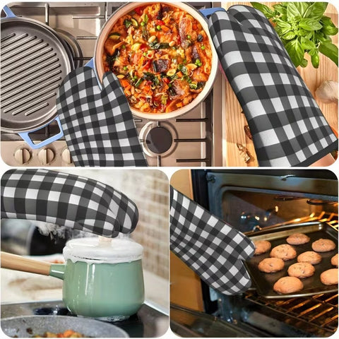 Pair of Nordic Style Heat-Resistant Oven Mitts - Anti-Burn Microwave Gloves