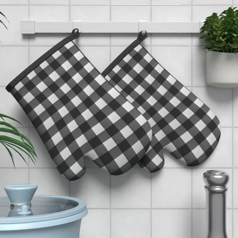 Pair of Nordic Style Heat-Resistant Oven Mitts - Anti-Burn Microwave Gloves