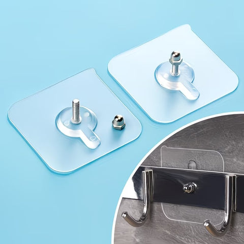 Set of 10 Adhesive Hooks That Require No Drilling, Featuring a Design And Adjustable Screw Cap.