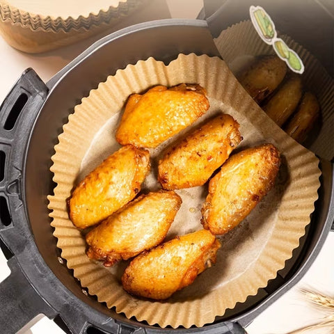 50pcs Pre-Cut Air Fryer Liners Non-Stick Baking Paper for Dual Basket Fryers |