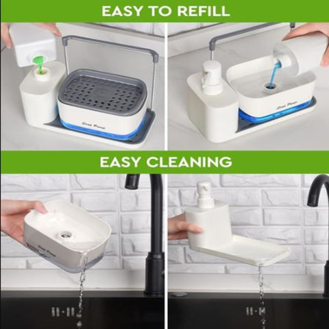 3 in 1 Hand and Dish Soap Dispenser Set with Tray