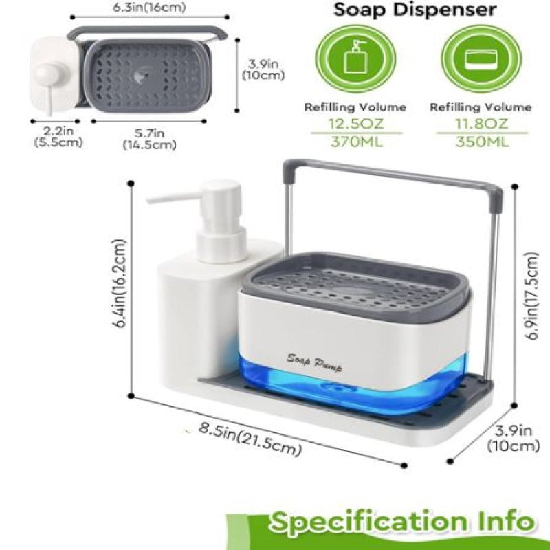 3 in 1 Hand and Dish Soap Dispenser Set with Tray