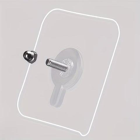 Set of 10 Adhesive Hooks That Require No Drilling, Featuring a Design And Adjustable Screw Cap.