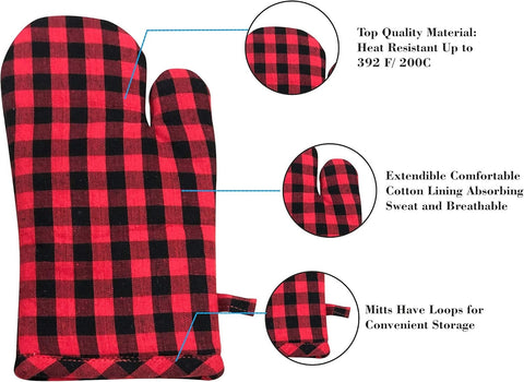 Pair of Nordic Style Heat-Resistant Oven Mitts - Anti-Burn Microwave Gloves