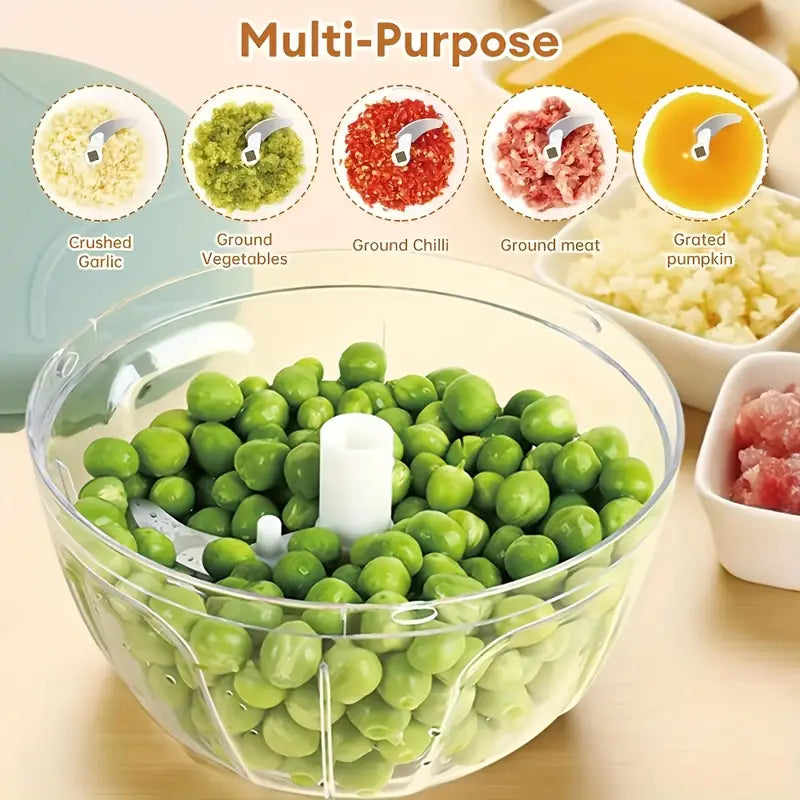 Manual Hand Food Chopper with Rope
