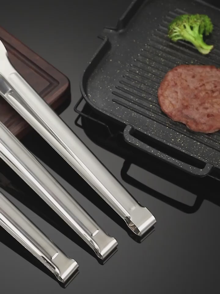 Durable Stainless Steel Tongs Perfect for BBQ, Picnics, etc.