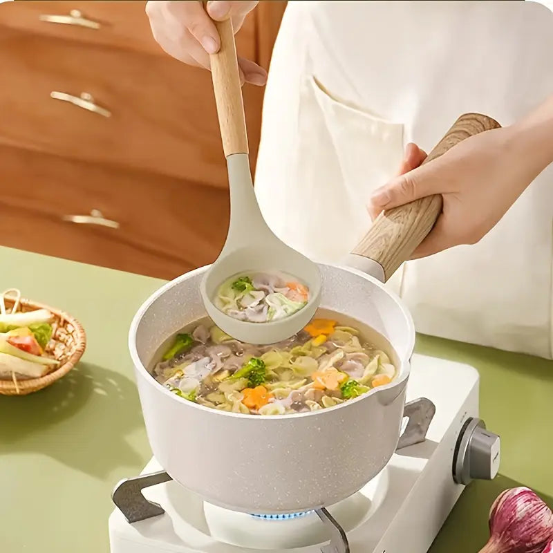 12pcs, Non-Stick Silicone Kitchen Utensil Set with Wooden Handles